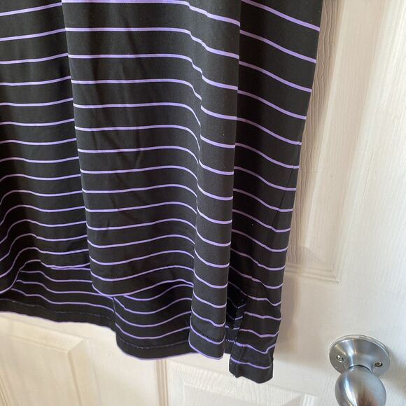 Peter Millar Polo Shirt Mens Large Summer Comfort Corwin Cup Patch Purple Stripe - Picture 5 of 12